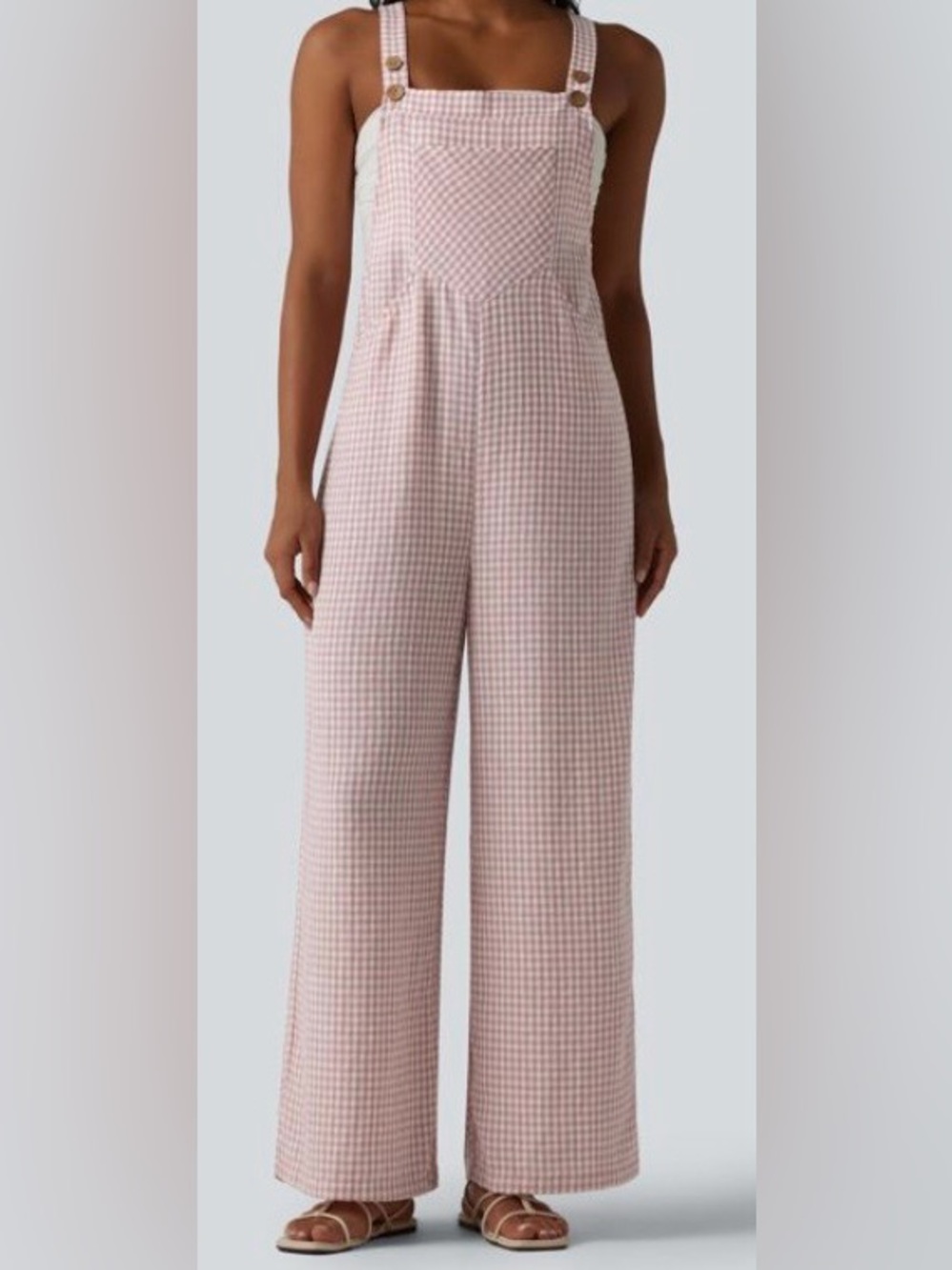 LARGE    HALARA LINEN FEEL WIDE LEG OVERALLS